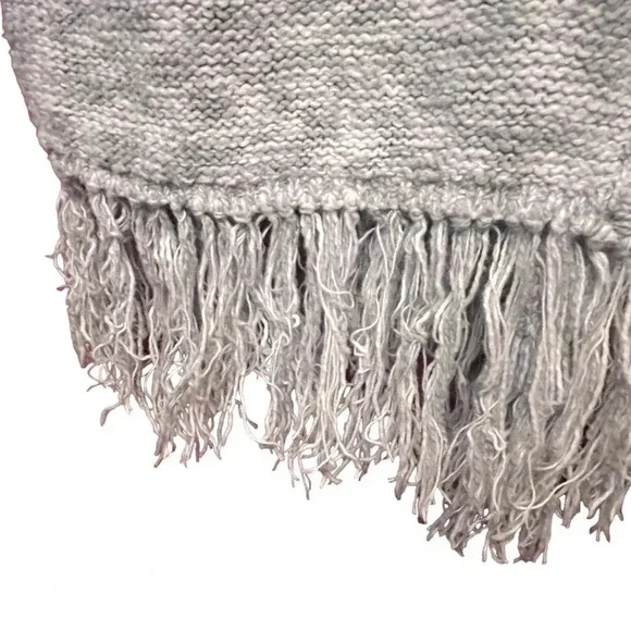 GAP Longline Boho Fringe Open Front Heather Gray Cardigan Sweater - Picture 5 of 11